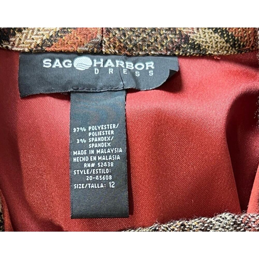 Sag Harbor Faux Suede Burnt Orange Plaid Collar Jacket Top Sz 12 Earthy Academia - Picture 5 of 5